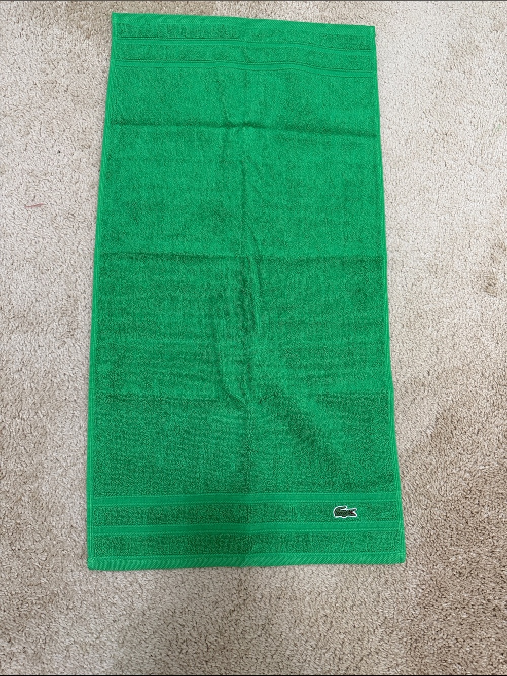Lacoste Emerald Green Cotton Hand Towel with Croc Logo